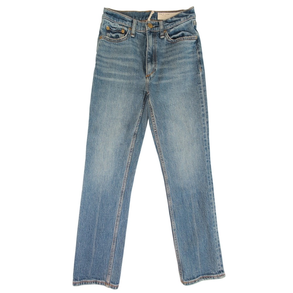 Rag & Bone Wren High-Rise Slim Straight Jeans Huntley Blue Denim Size 24